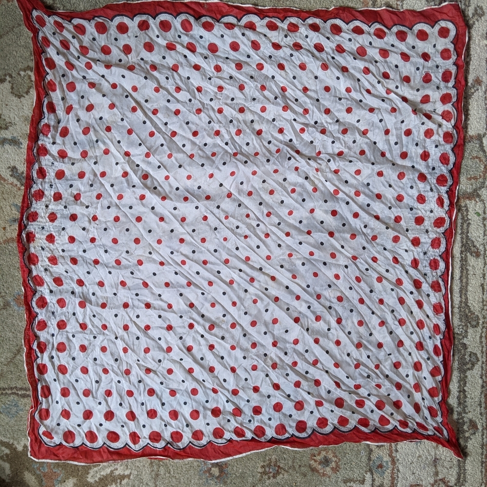 Vintage silk polka dots scarf